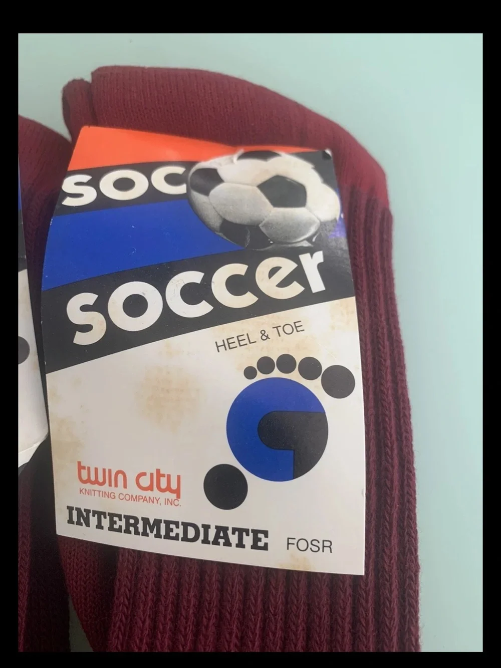 Lot of 2 Vintage Twin City Soccer Socks Maroon Intermediate USA 8 1/2-11 NWT